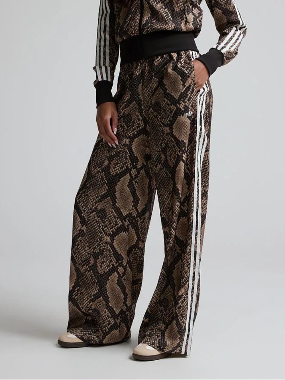 Adidas Wide Leg Snake Print Track Pants